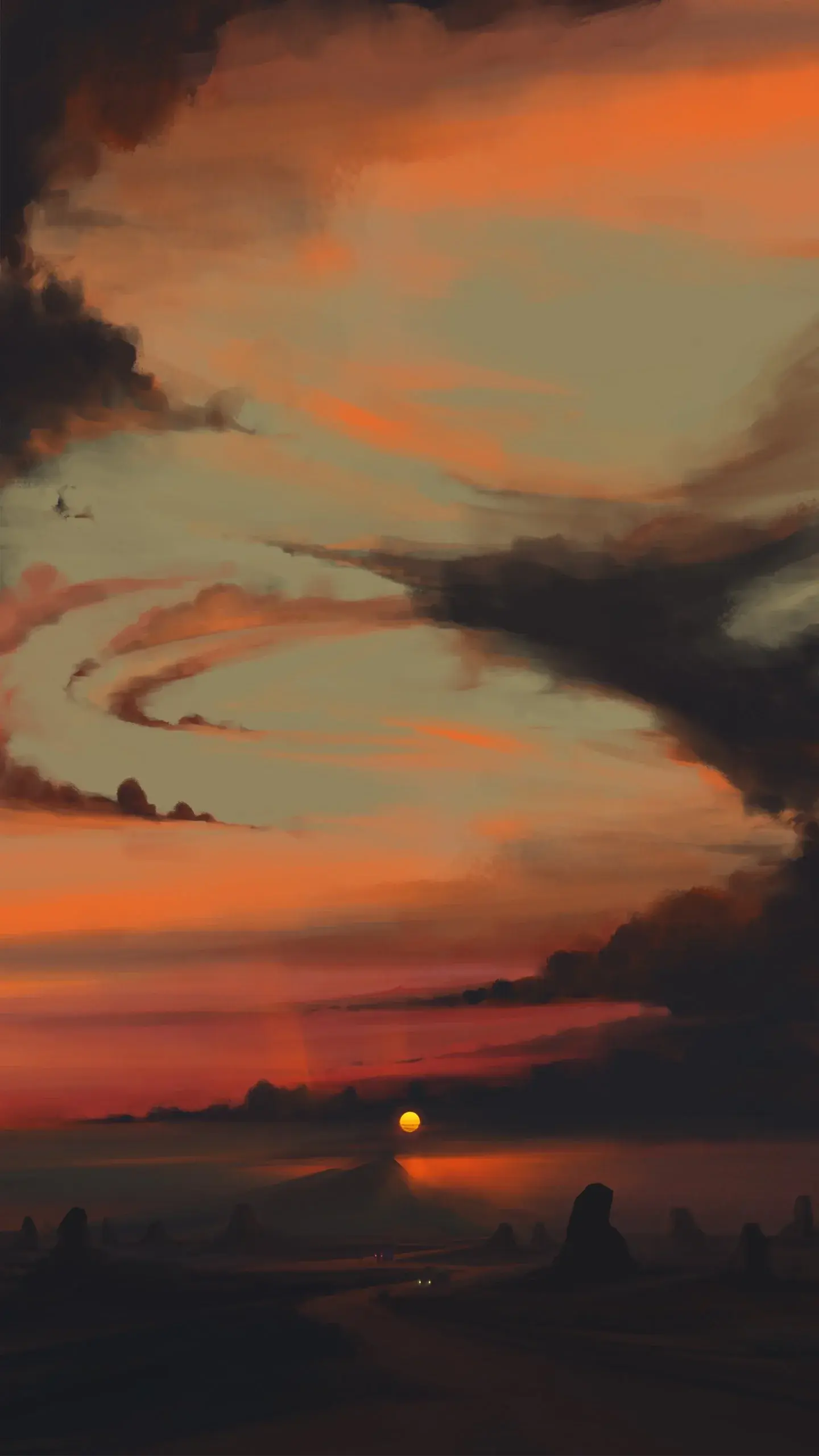 Sunset Drawing Download Free Wallpaper