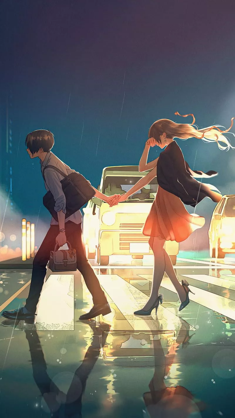 Anime Couple Passing Road iPhone 6, iPhone 6S, iPhone 7, , Background, and, HD phone wallpaper