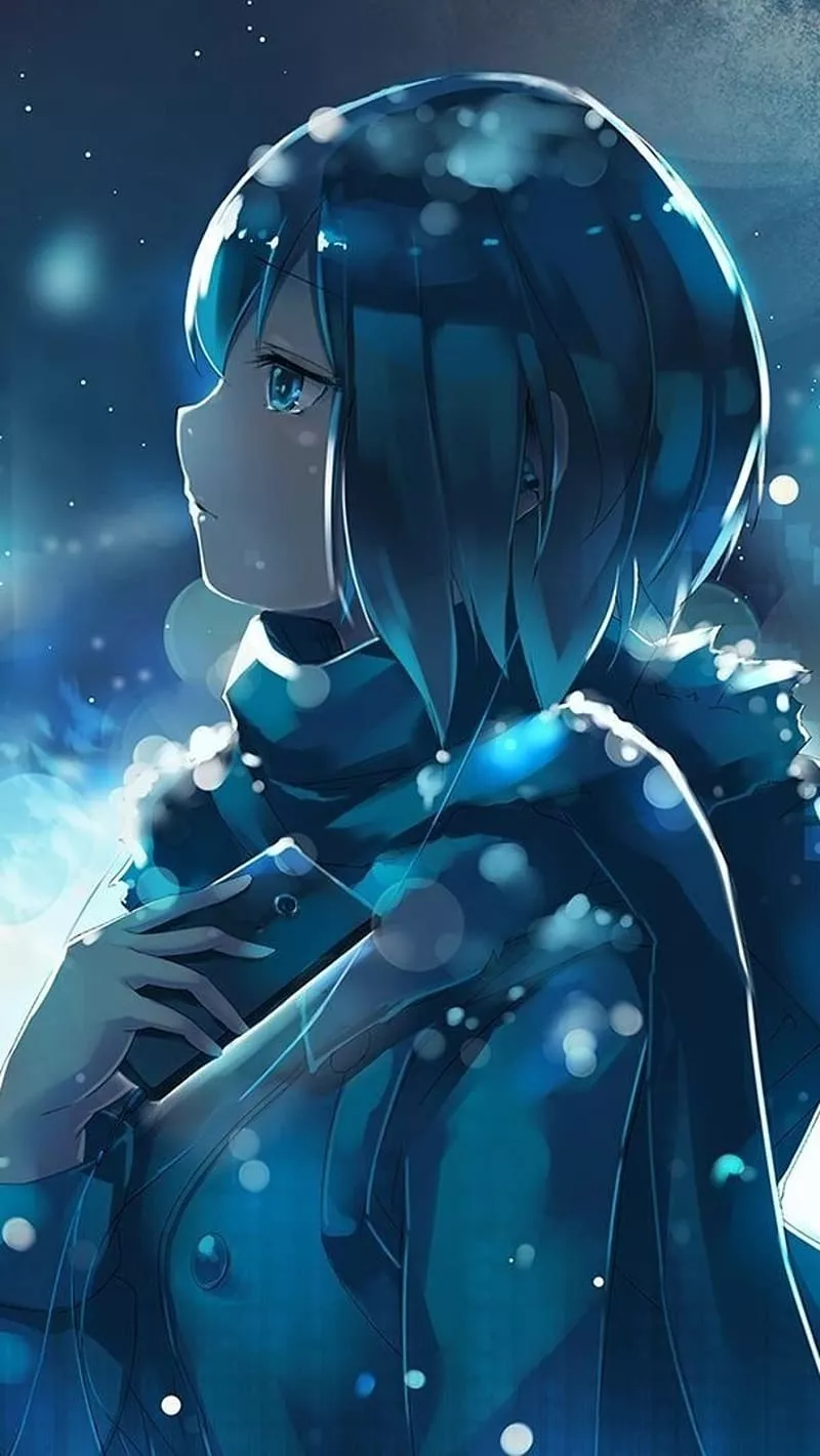 Anime Sad Girl, Snow Effect, animation
