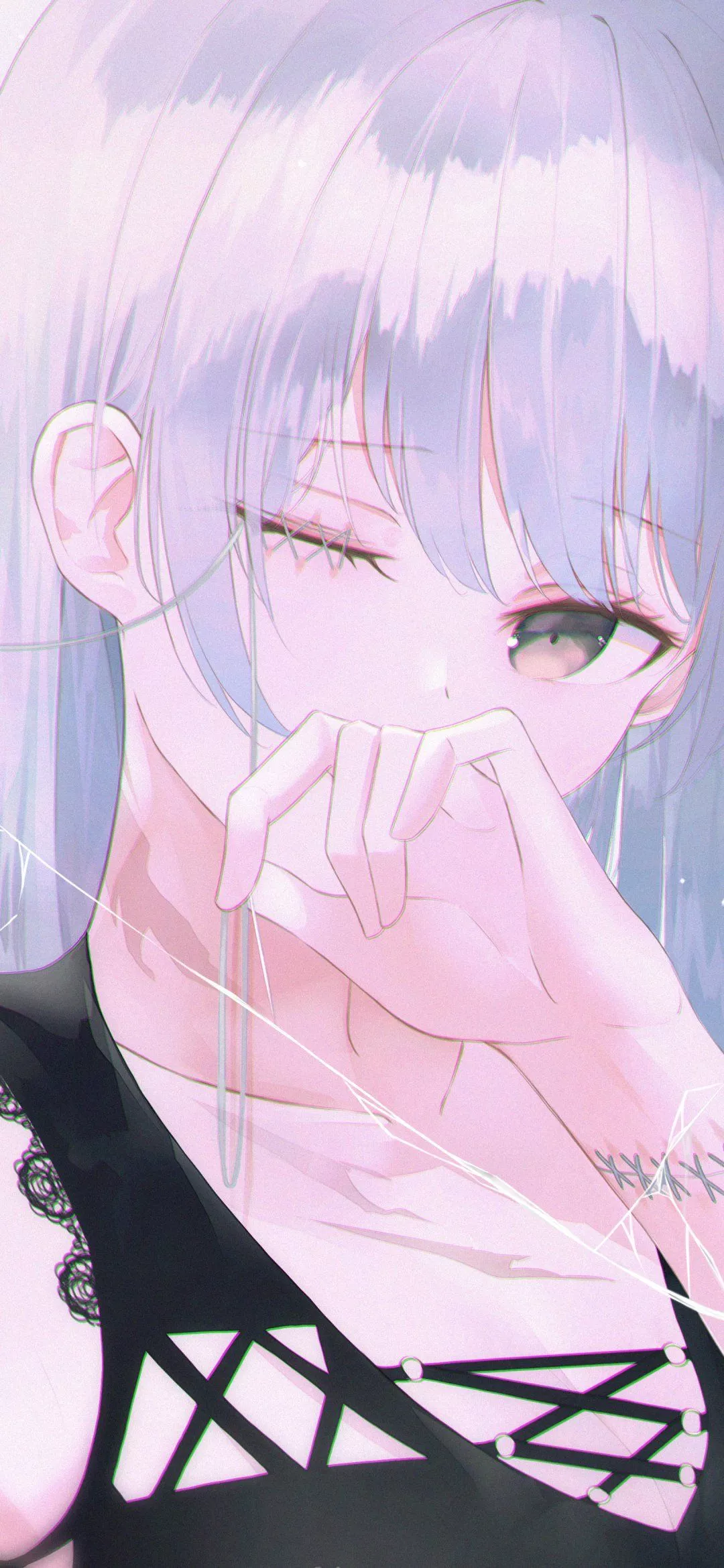 Download Sad White Hair Anime Girl