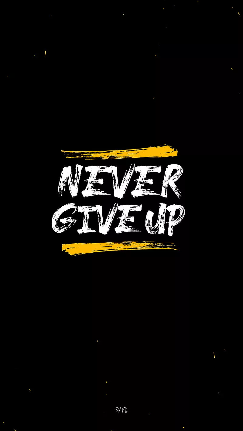 Never give up, art, black, bursh, calligraphy, iphones, never give up, splash, HD phone wallpaper