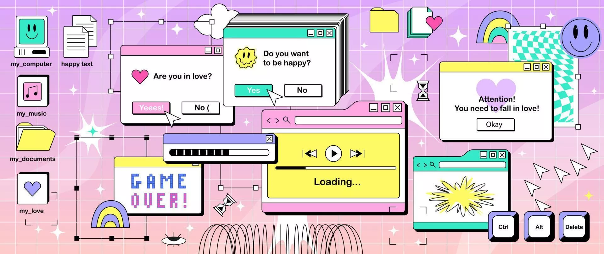 y2k style. Background retro wave