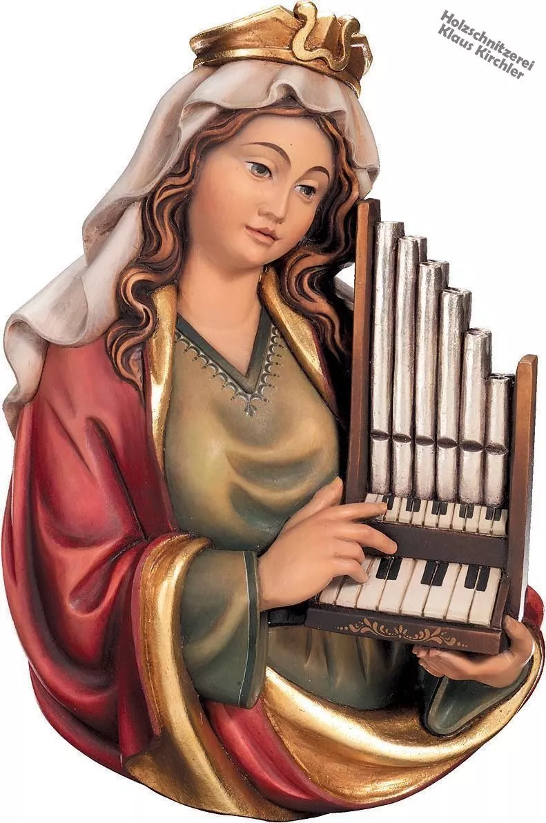 St. Cecilia half length portrait carved