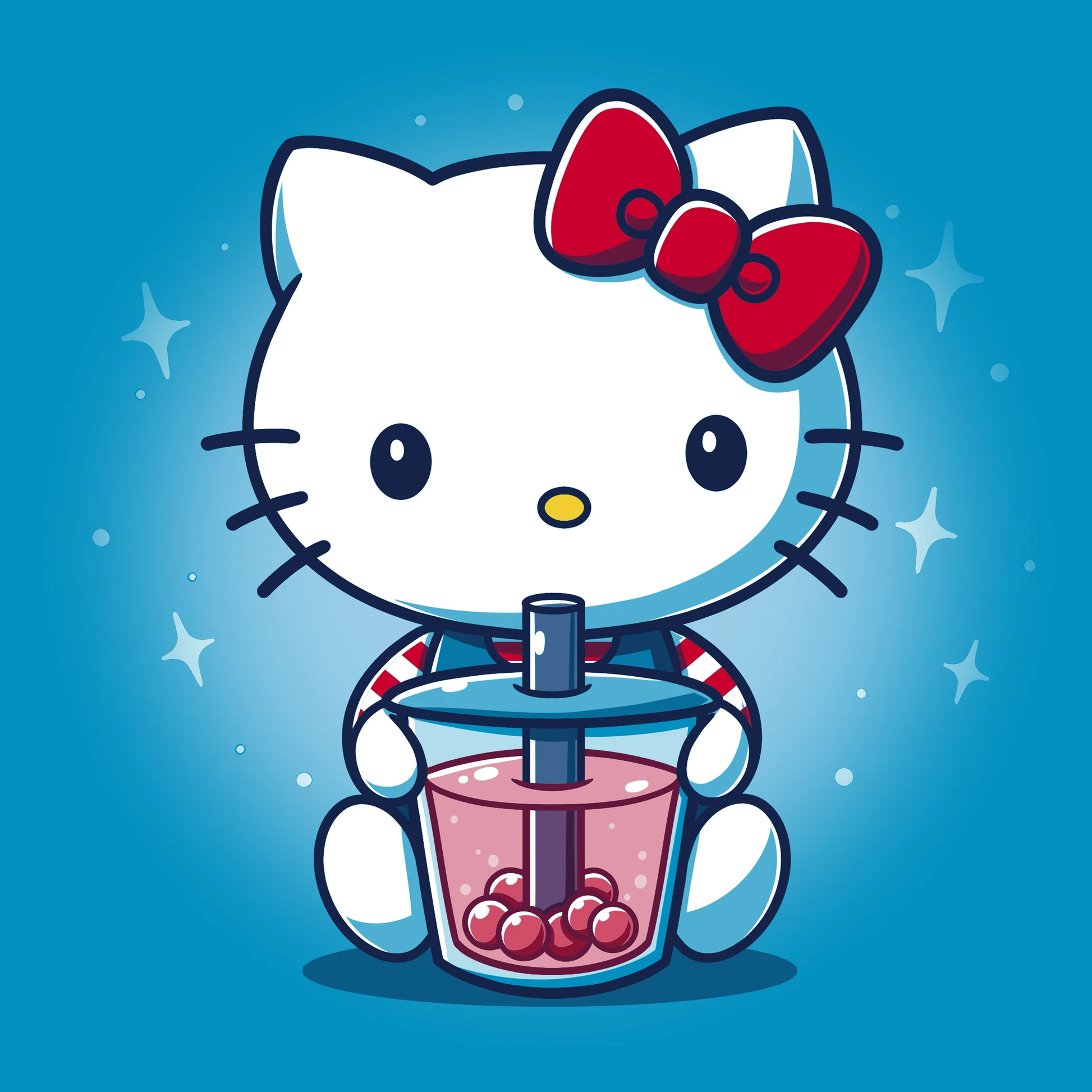 Monsterdigital Boba Hello Kitty. Official Sanrio Tee Premium Cotton T Shirt / Men's / L