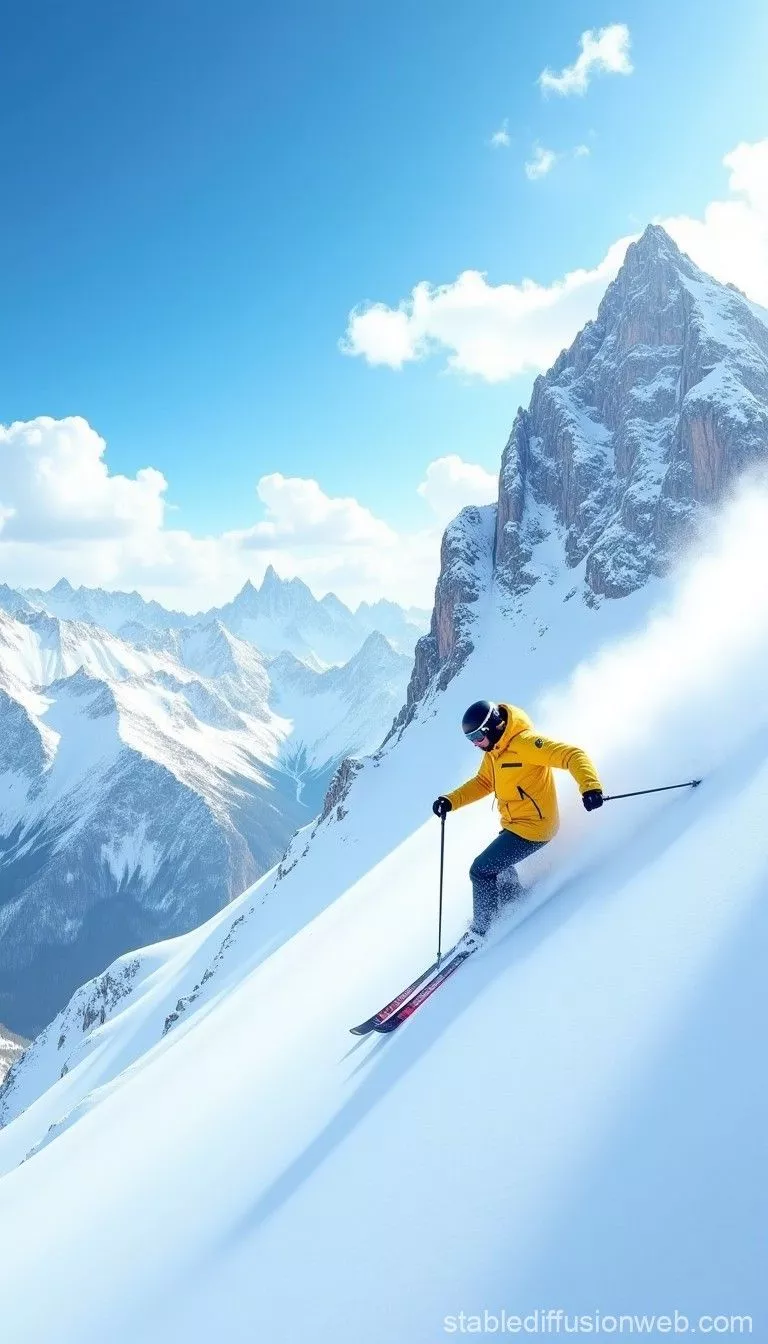 Skiing in the Alps. Stable Diffusion