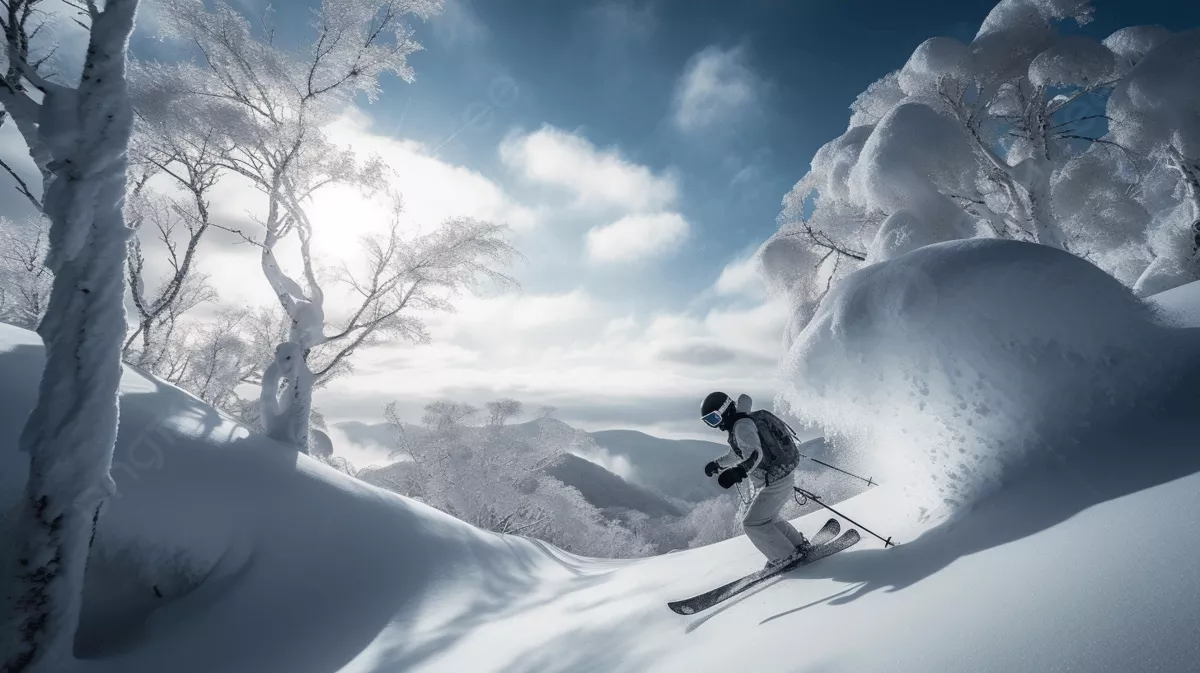 Skier Traveling Down A Snowy Mountain