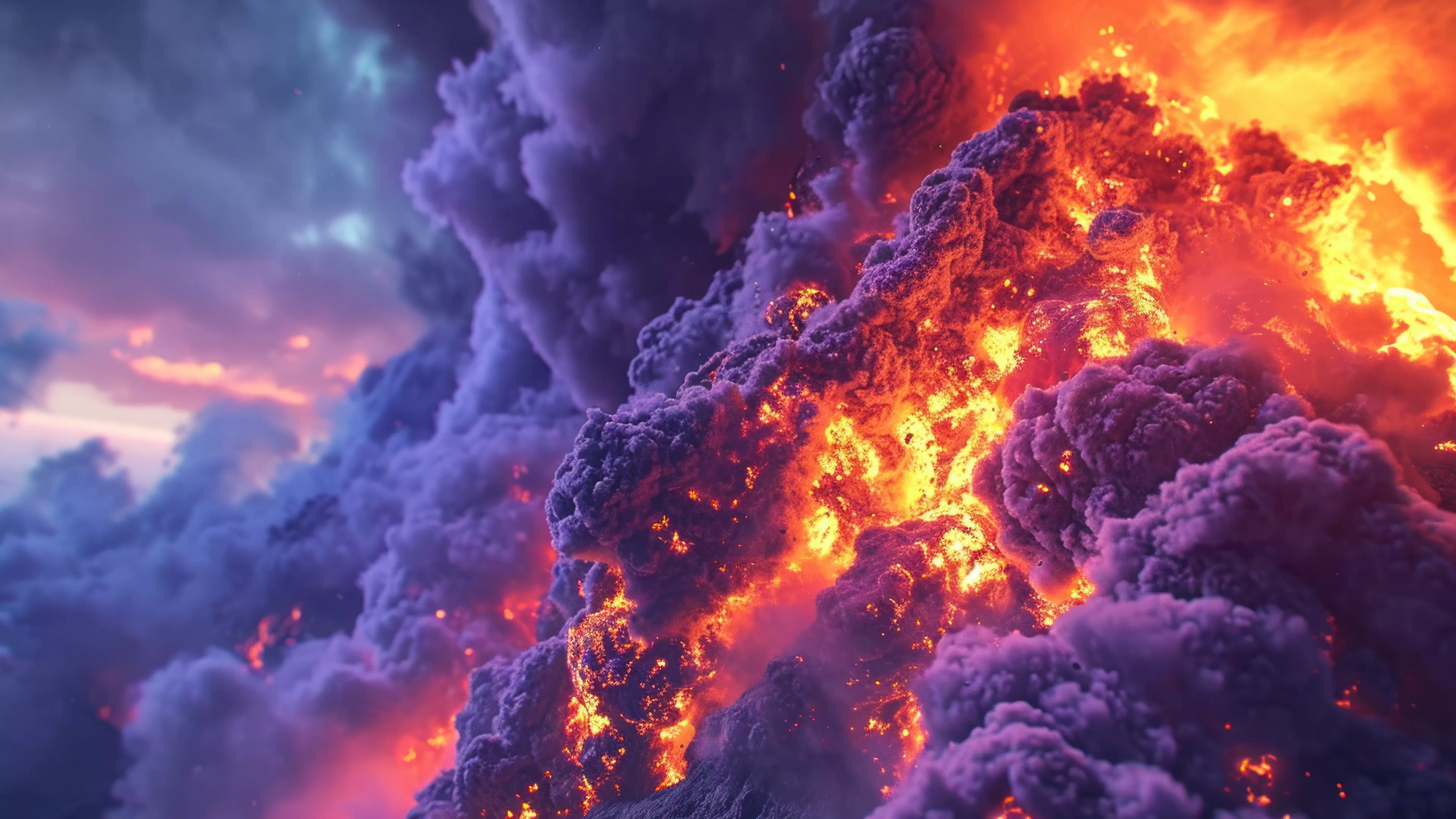 Close Up Volcanic Eruption 4K Wallpaper