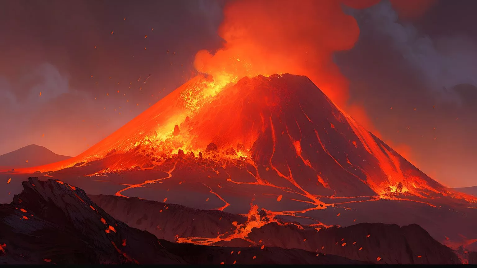 Volcano Eruption Aesthetic Desktop
