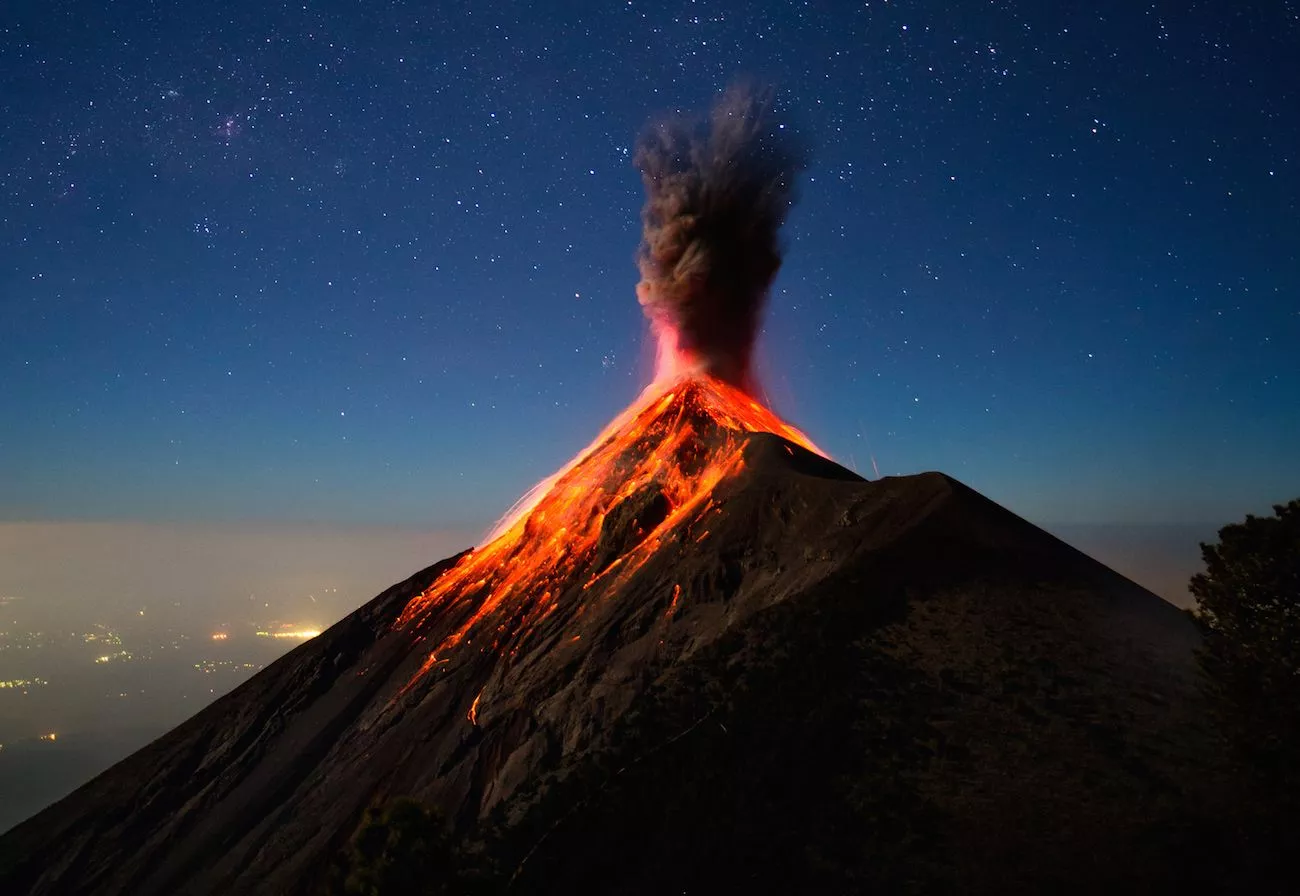 Photos of Volcano Fuego Erupting