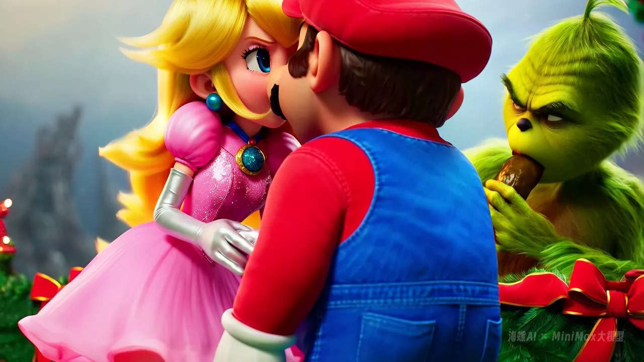 Princess Peach Kisses Mario in Surreal
