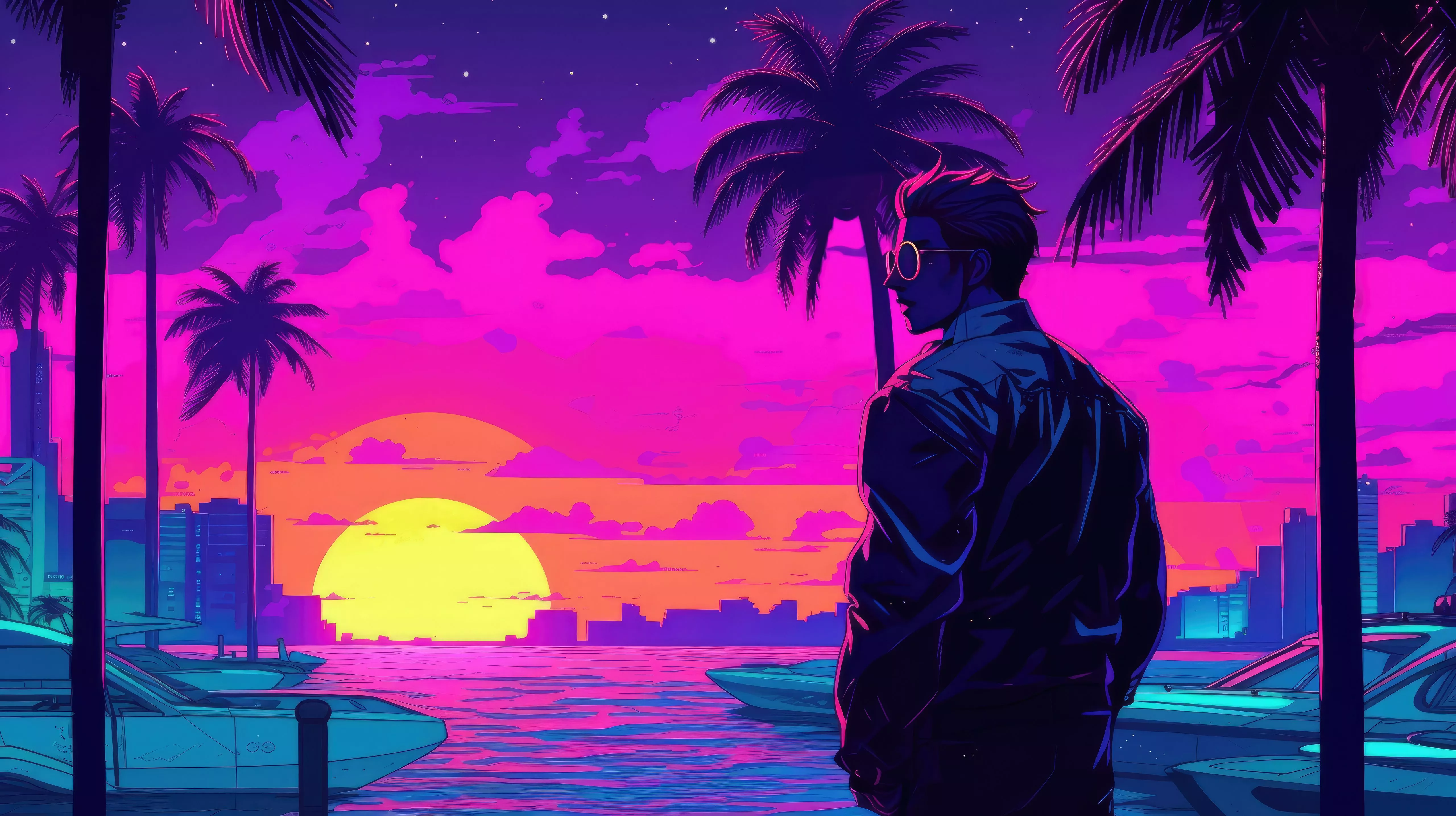 4K Cool Vaporwave Minimal Art Wallpaper