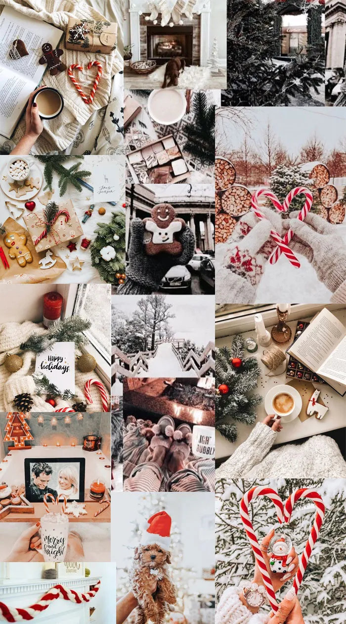 White Winter Collage Wallpaper Ideas