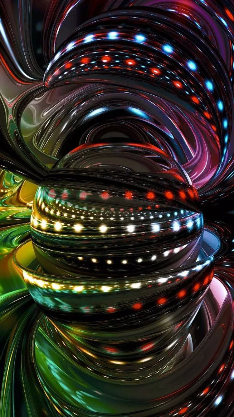 3D iPhone Psychedelic Sphere Wallpaper