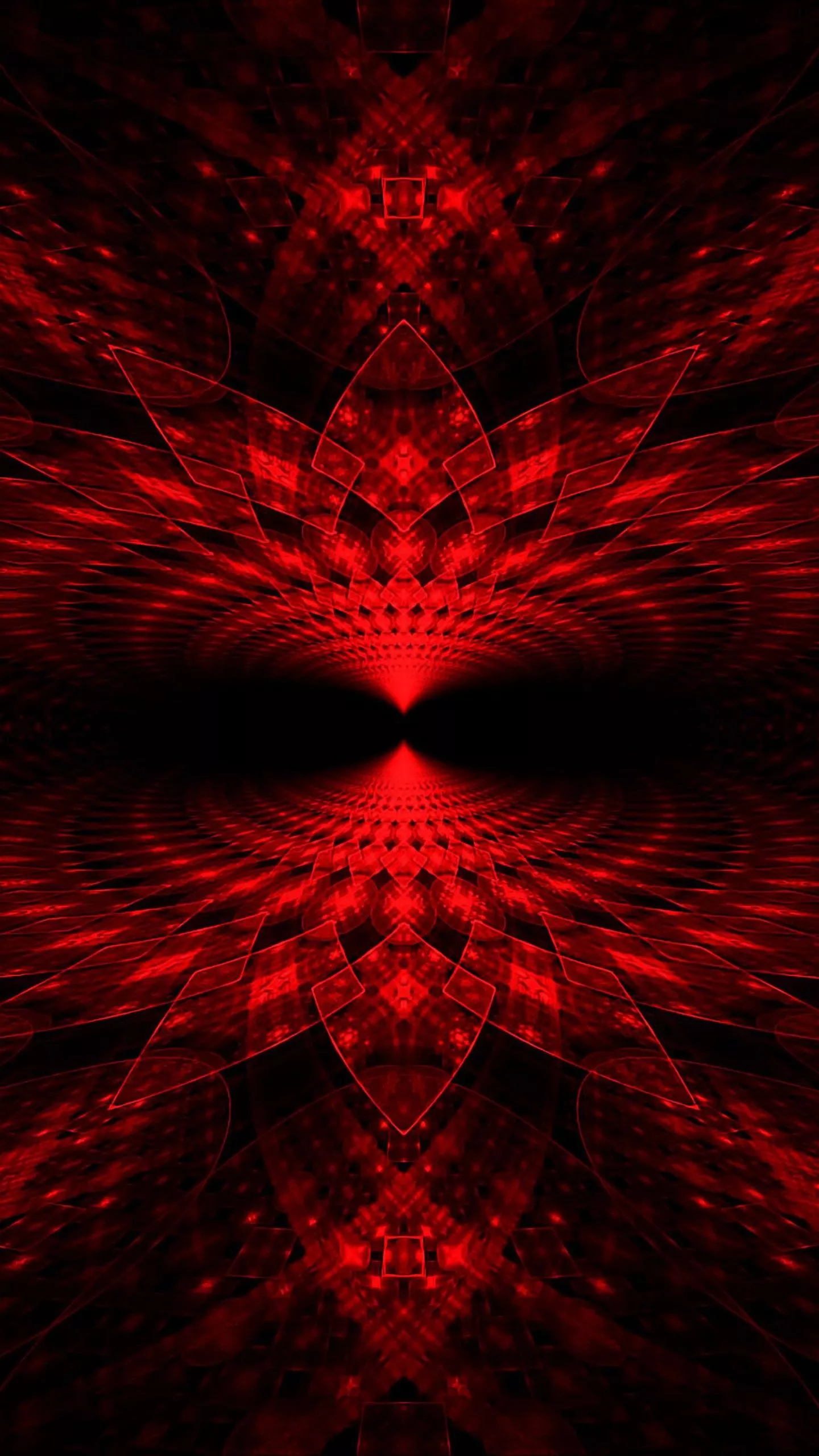 Red Fractal Pattern Shapes Abstraction
