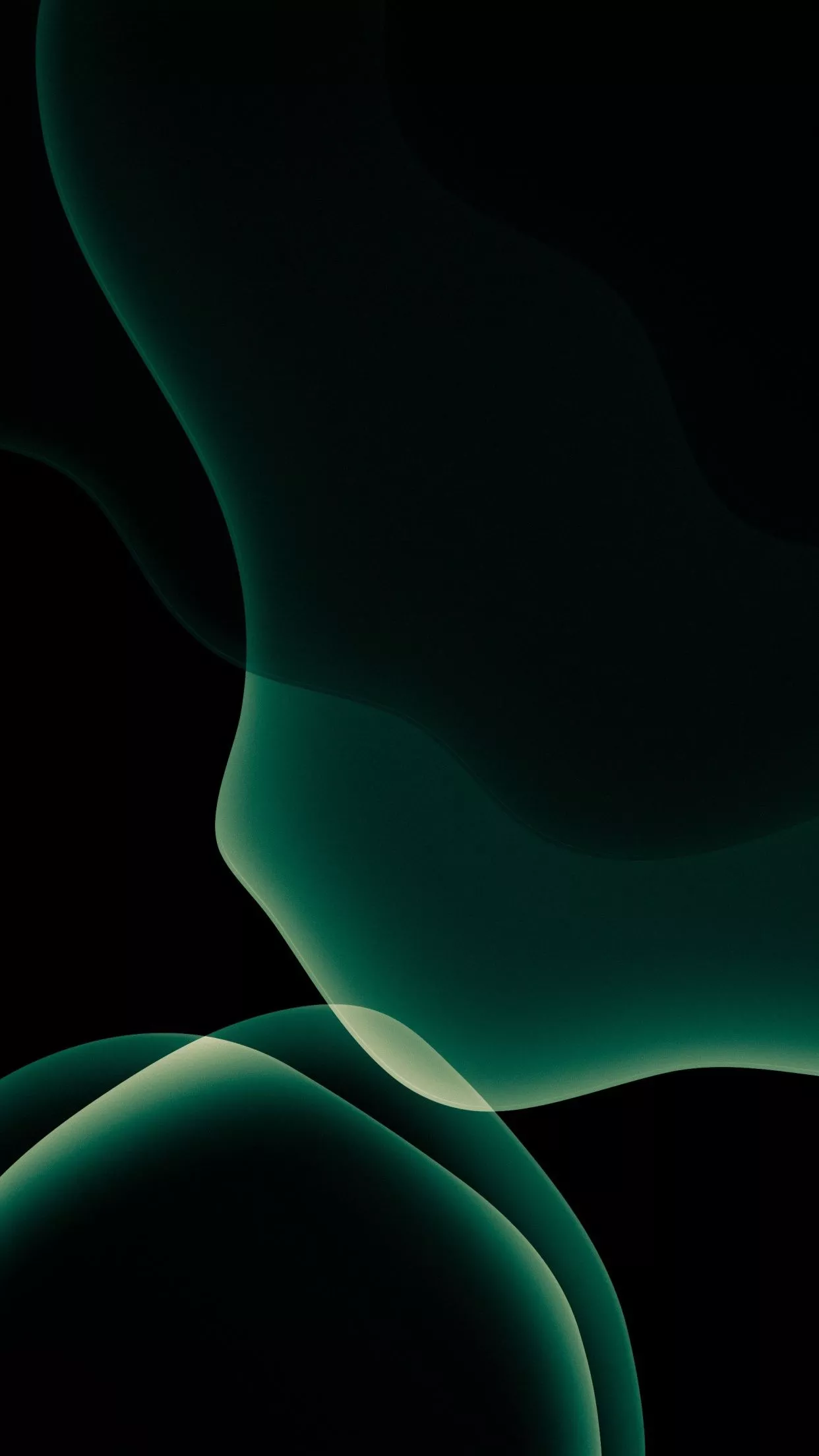 iOS 13 Wallpaper 4K, Dark green, Stock