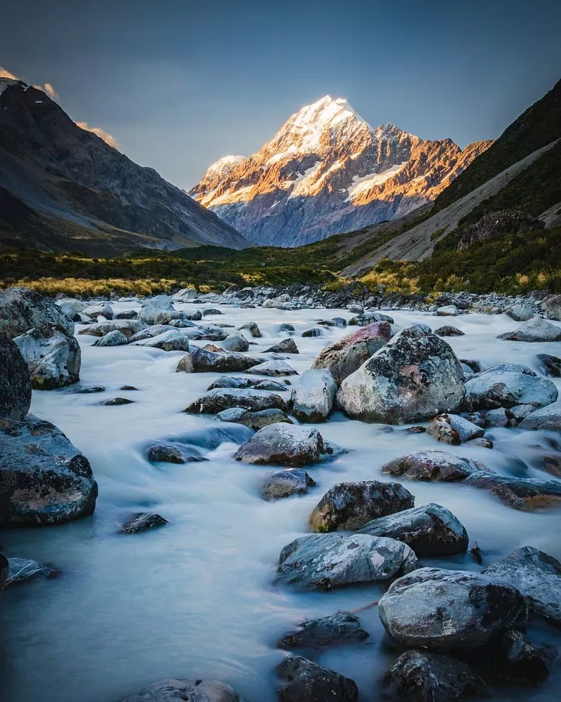 Mountains, river, stones, landscape