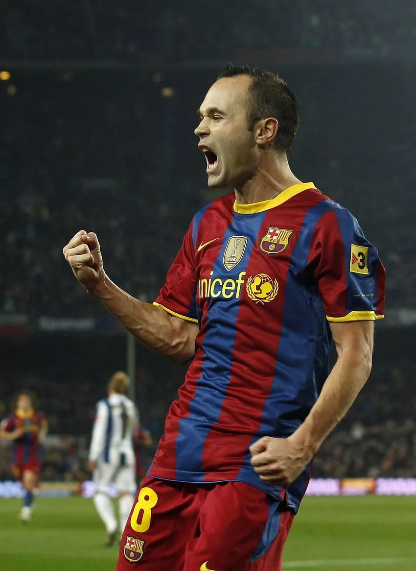 Soccer celebration fc barcelona andres