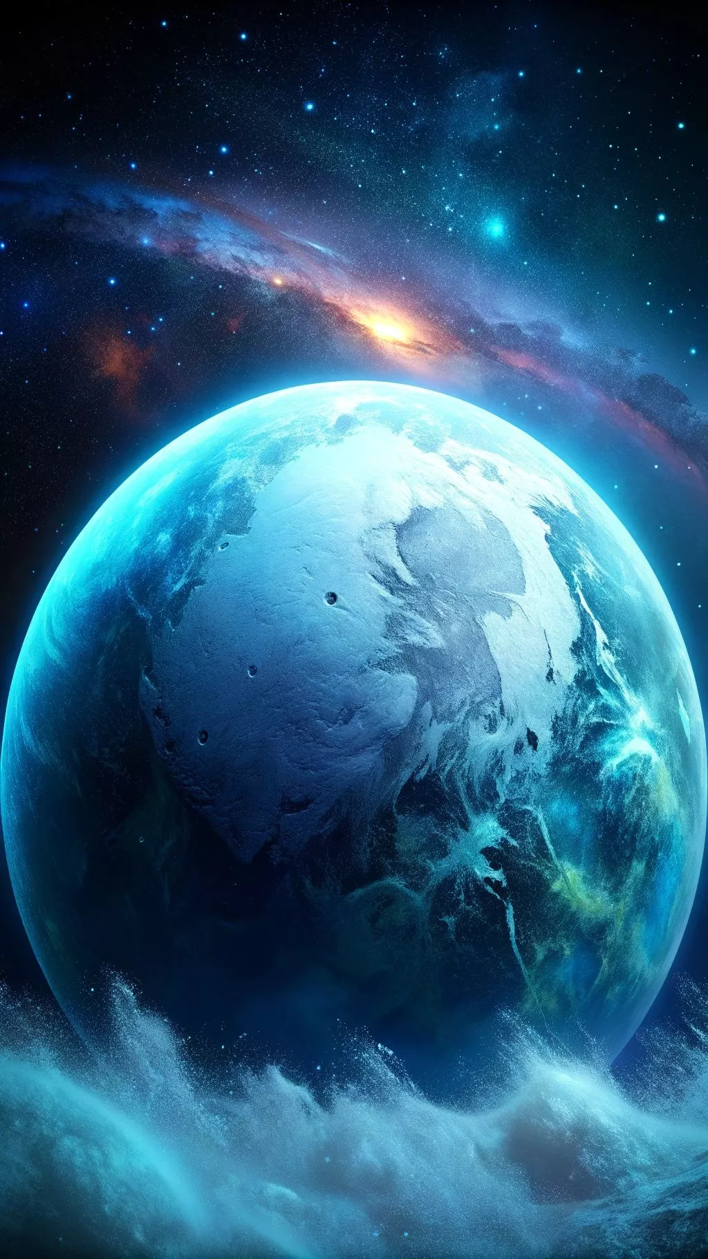 icey planet in space, wallpaper