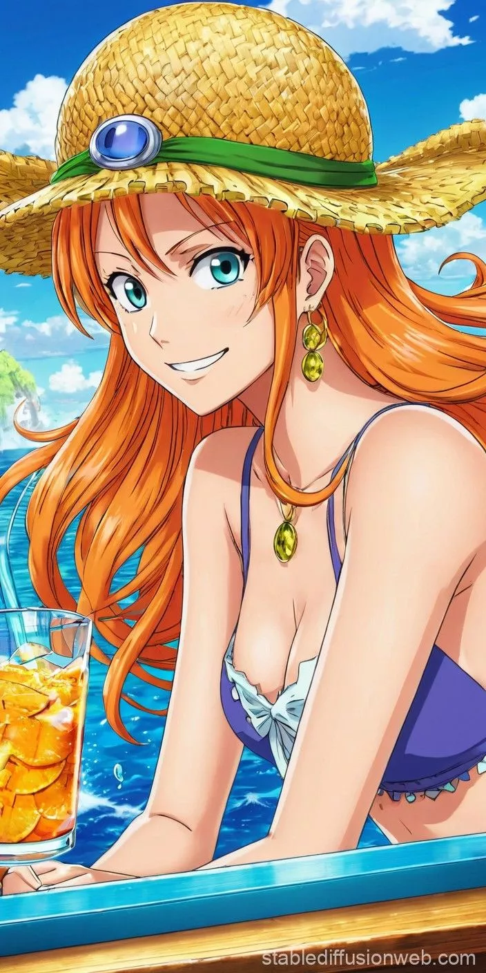 Nami on a Beach in One Piece. Stable