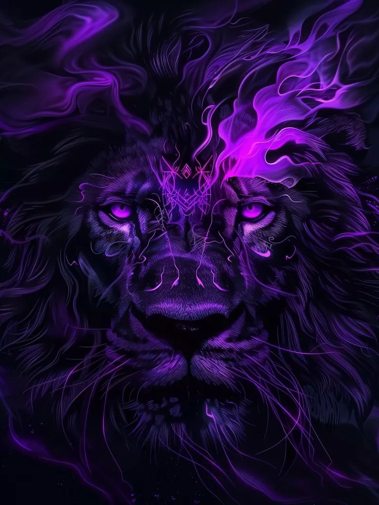 Lion Wallpaper 4K, Dark aesthetic, AI