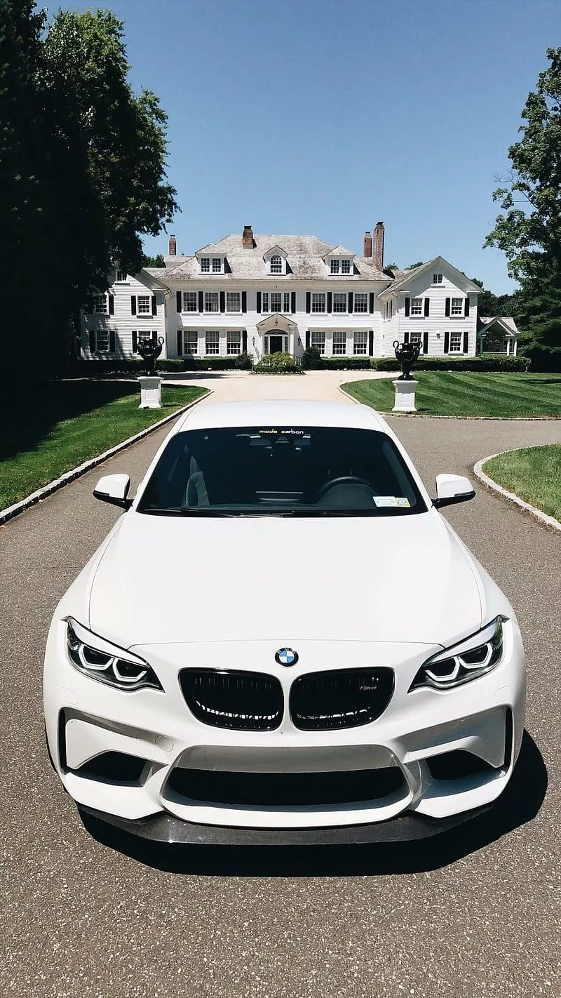 All white, bmw, m2, car, supercar, sports, america, new, mansion, HD phone wallpaper