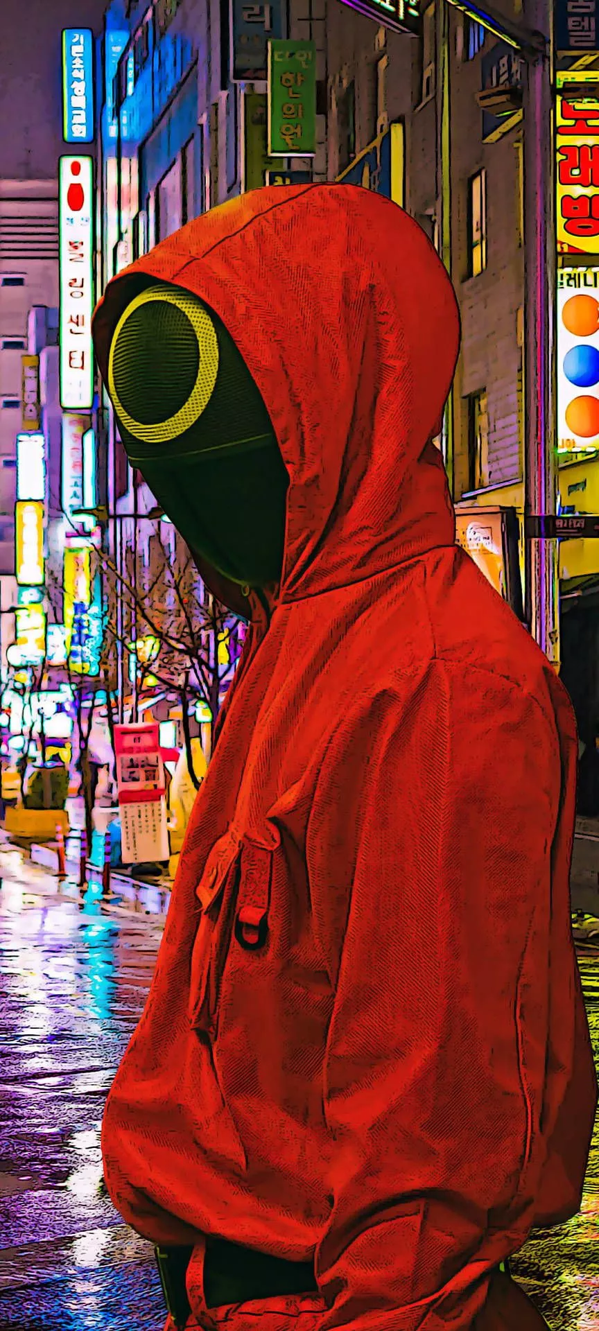 Squid Game Red Hoodie Black Mask