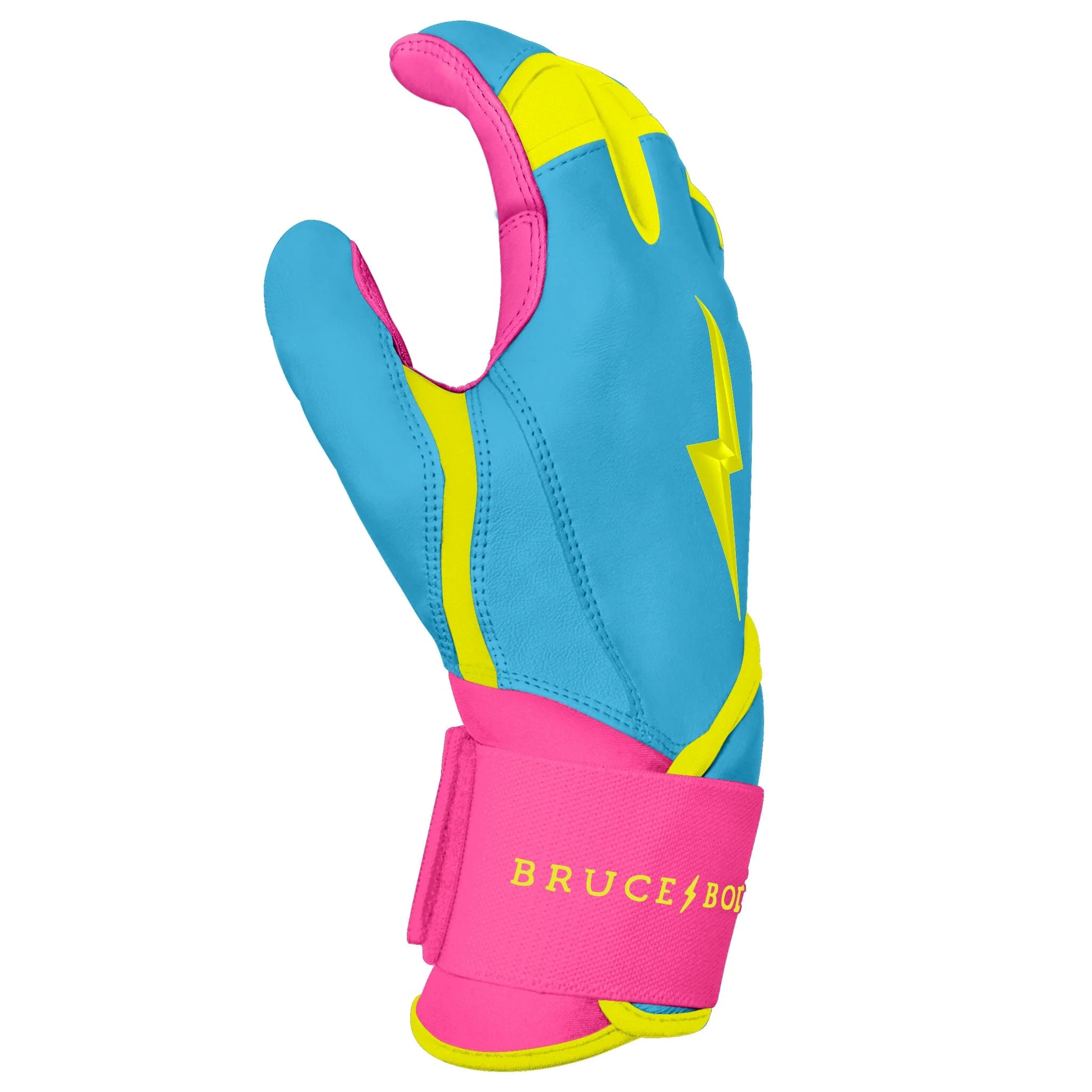Bruce Bolt Adult Caribbean Series Long Cuff Batting Gloves, Men's, Medium, Caribbean Blue