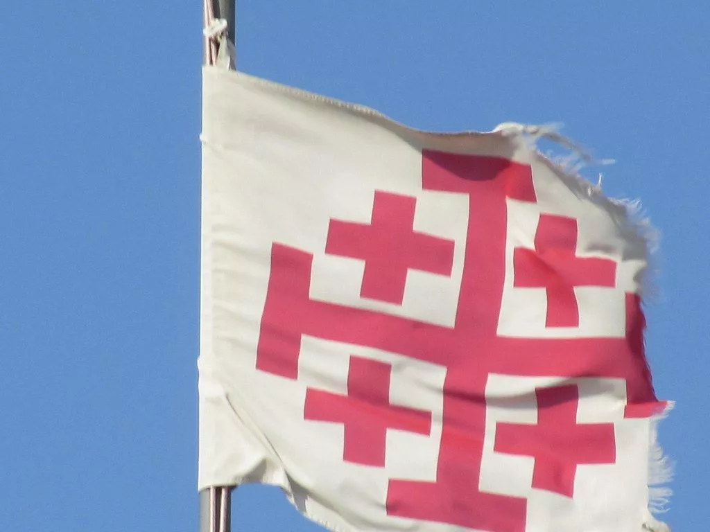 Jerusalem Cross Flag. A Jerusalem