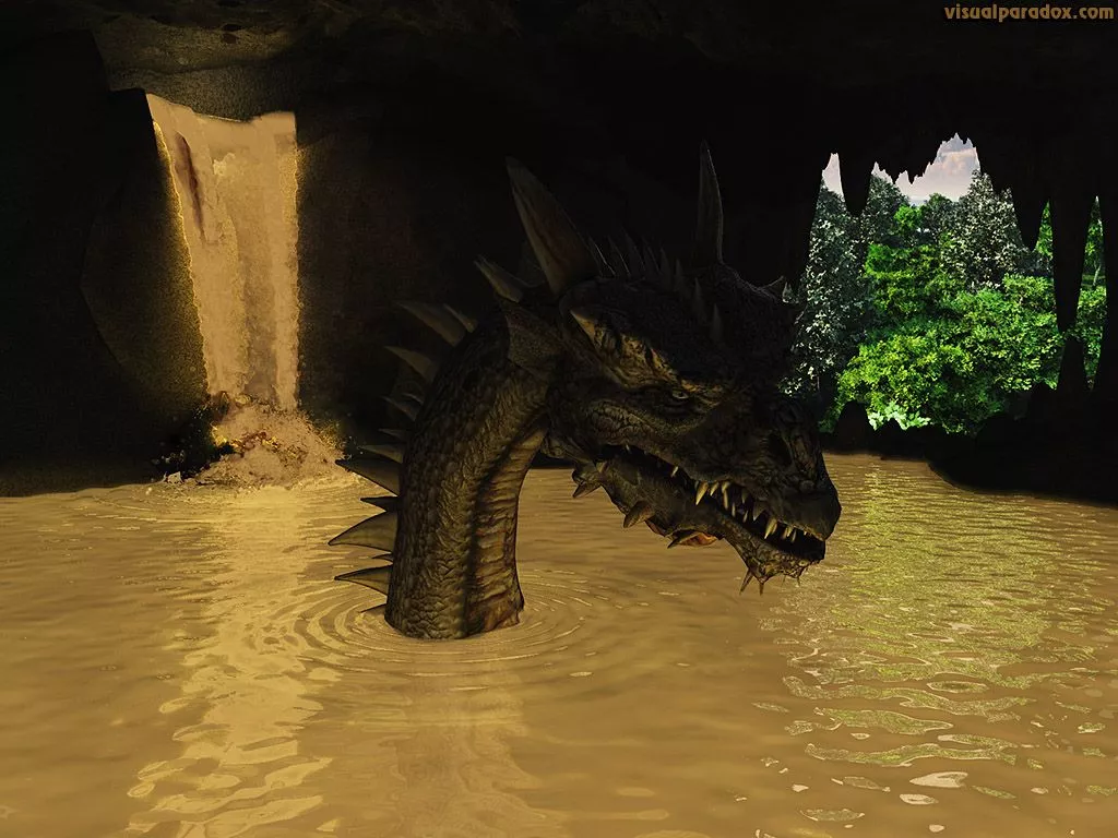 Free 3D Wallpaper 'Dragon's Pool' 1024x768