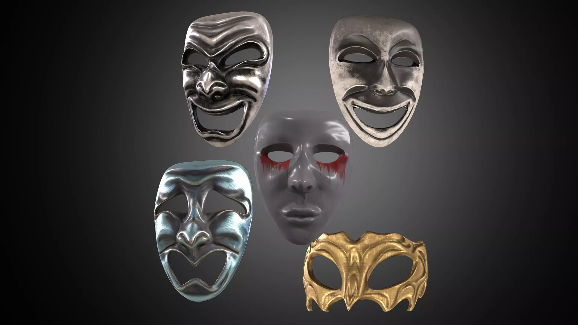 Theater Masks Pack (5 Masks) Model