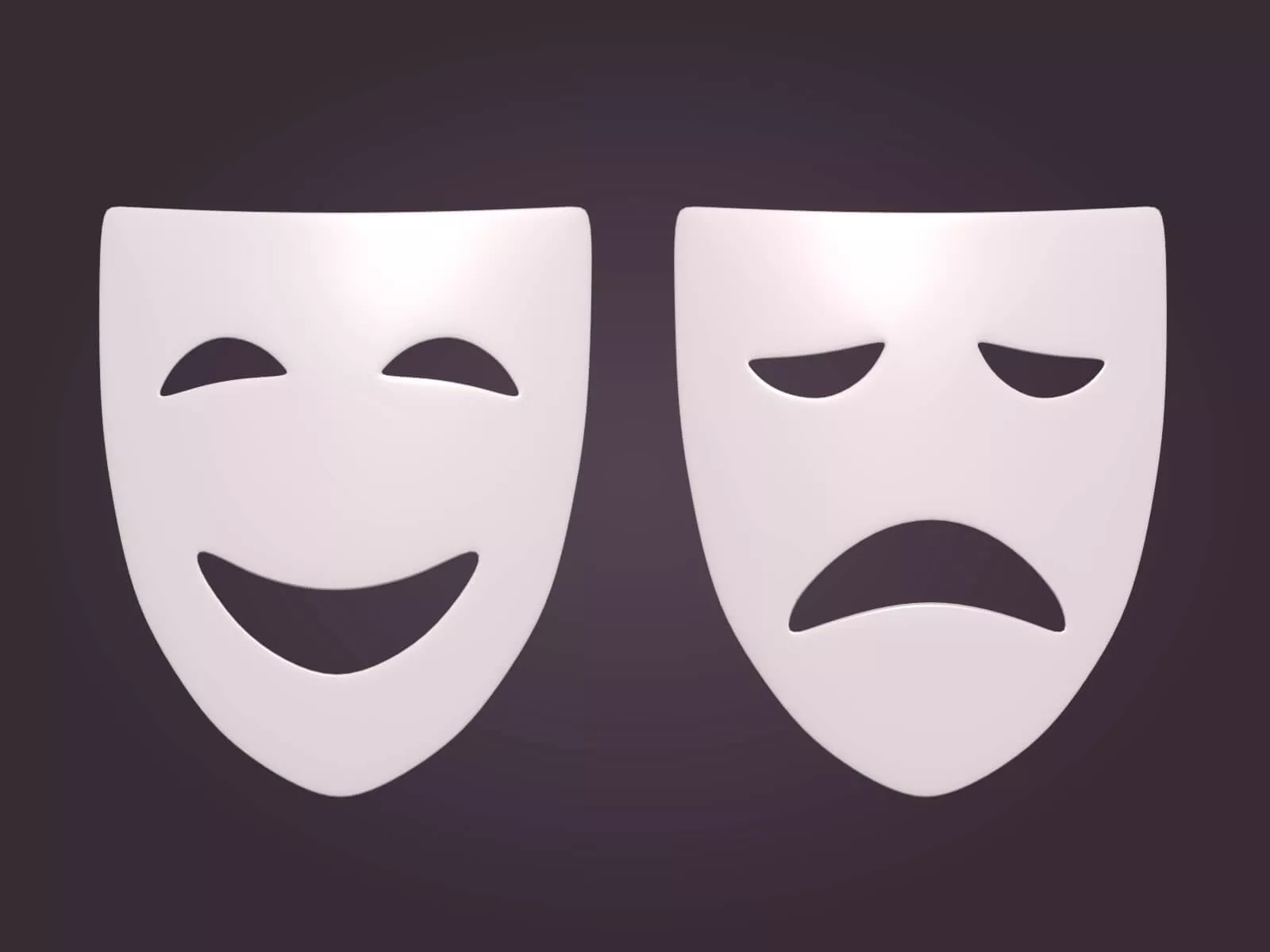 Theater Mask Happy Sad Face Model