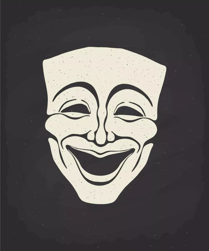Silhouette of theatrical comedy mask