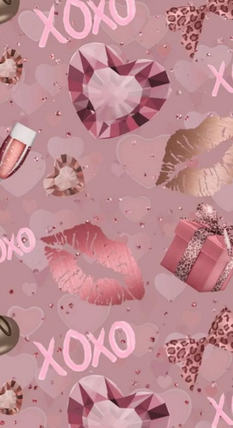 Xoxo kisses, cute, glitter, pink, roses