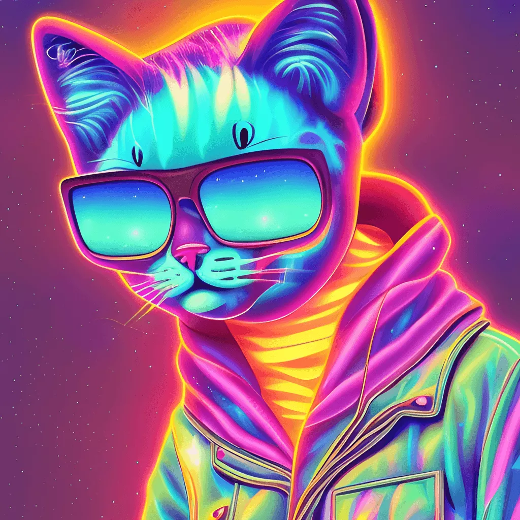 Cyberpunk Cat Smoking Weed · Creative