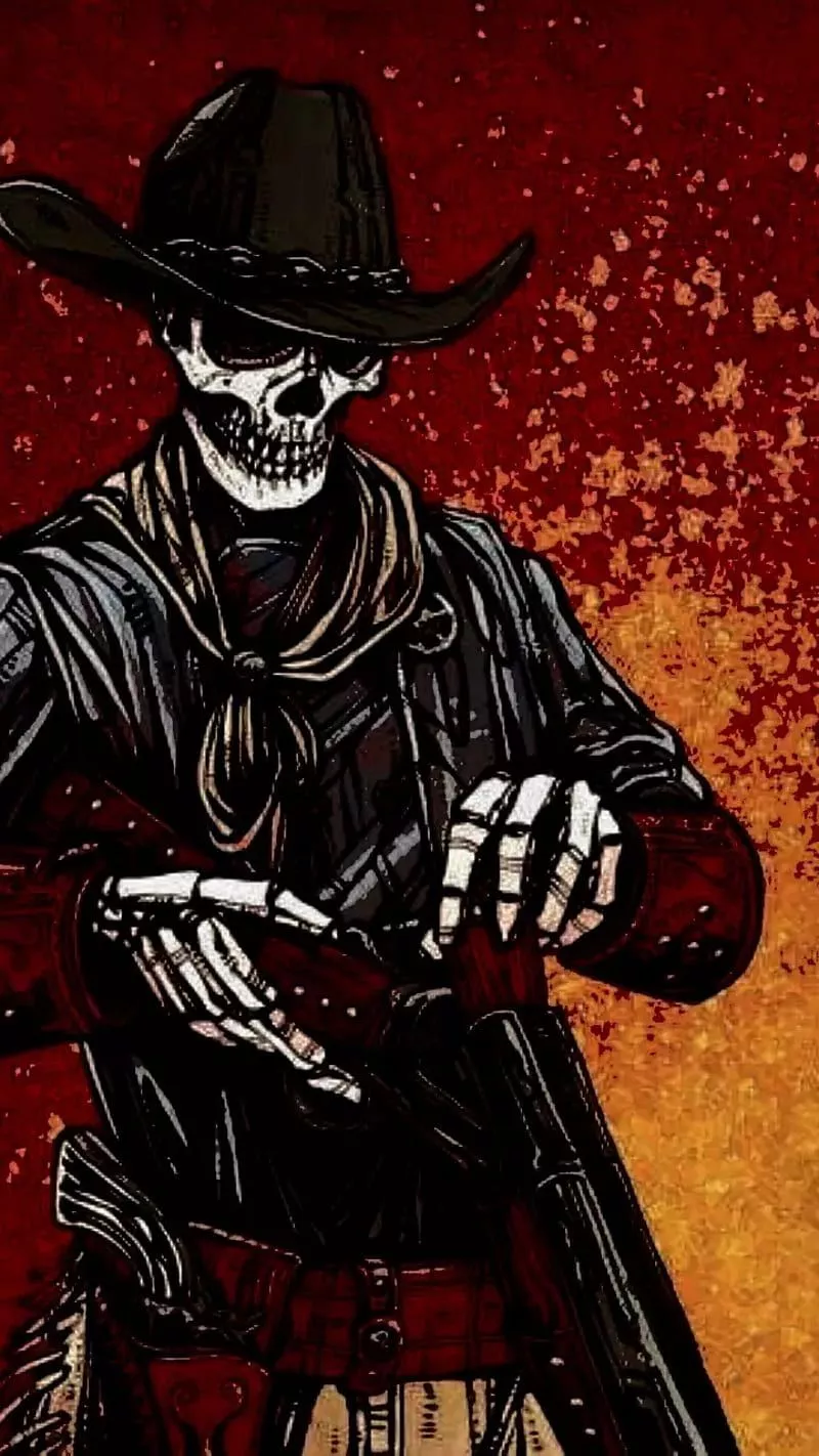 Gunslinger, ciwboy, skeleton, HD phone