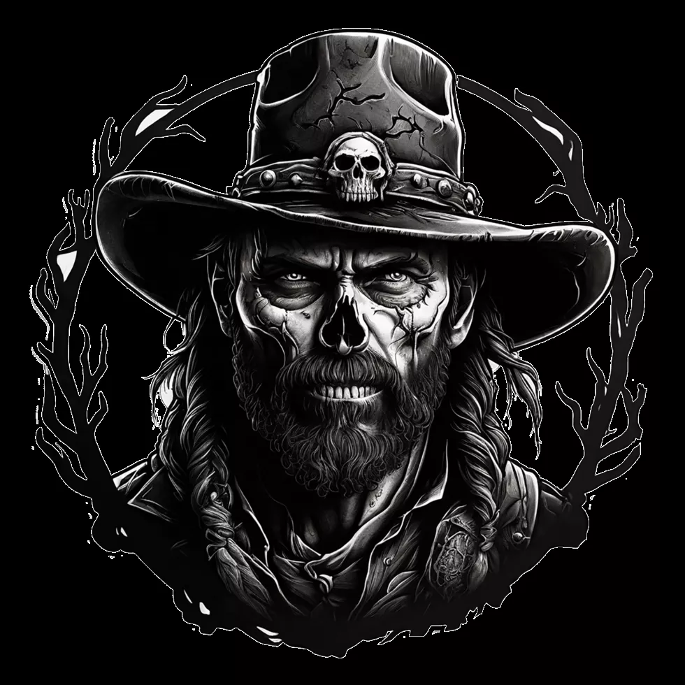 cowboy with a skull for a face PNG