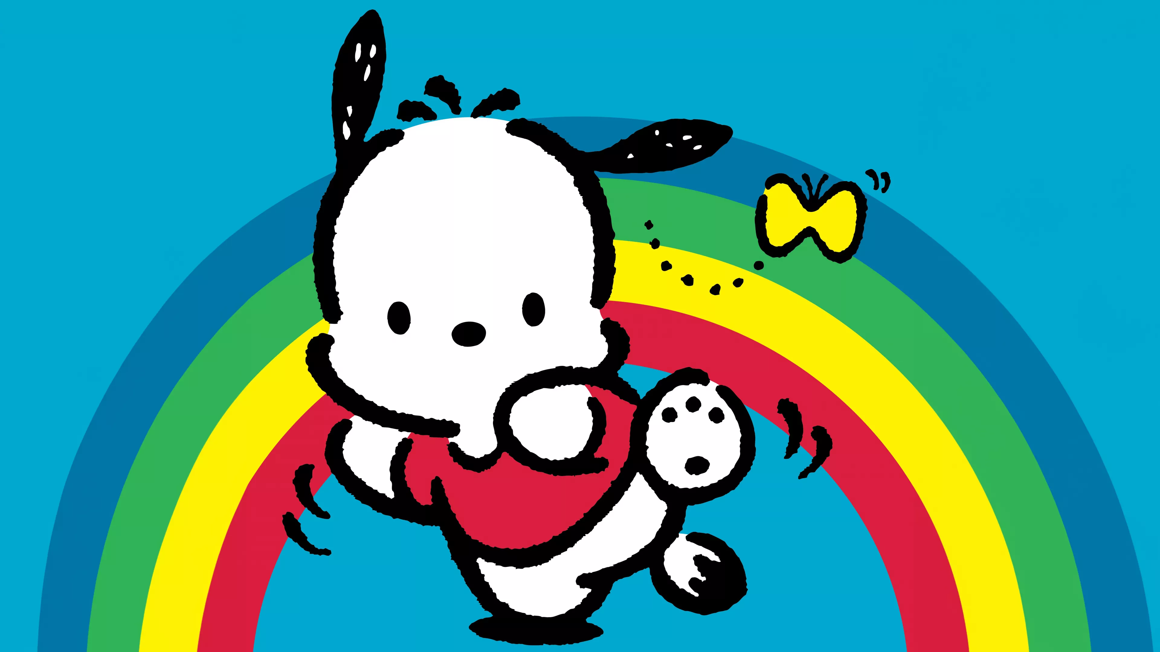 Pochacco Wallpaper 4K, Rainbow, Cute