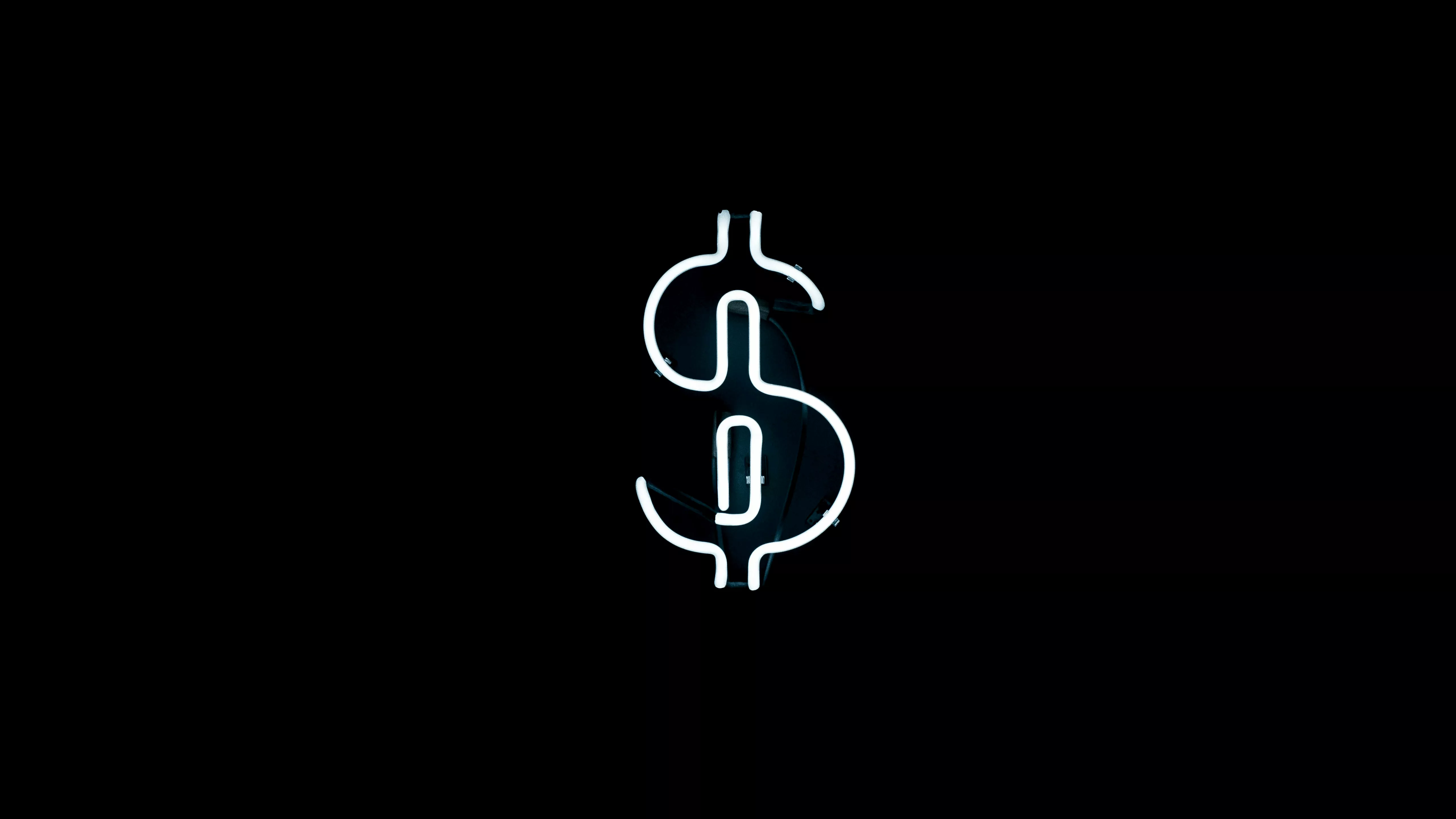 Dollar Wallpaper 4K, Neon sign, Black background