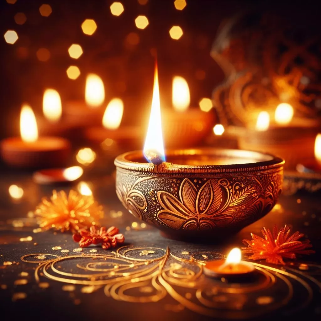 Download Happy Diwali Oil lamps lit
