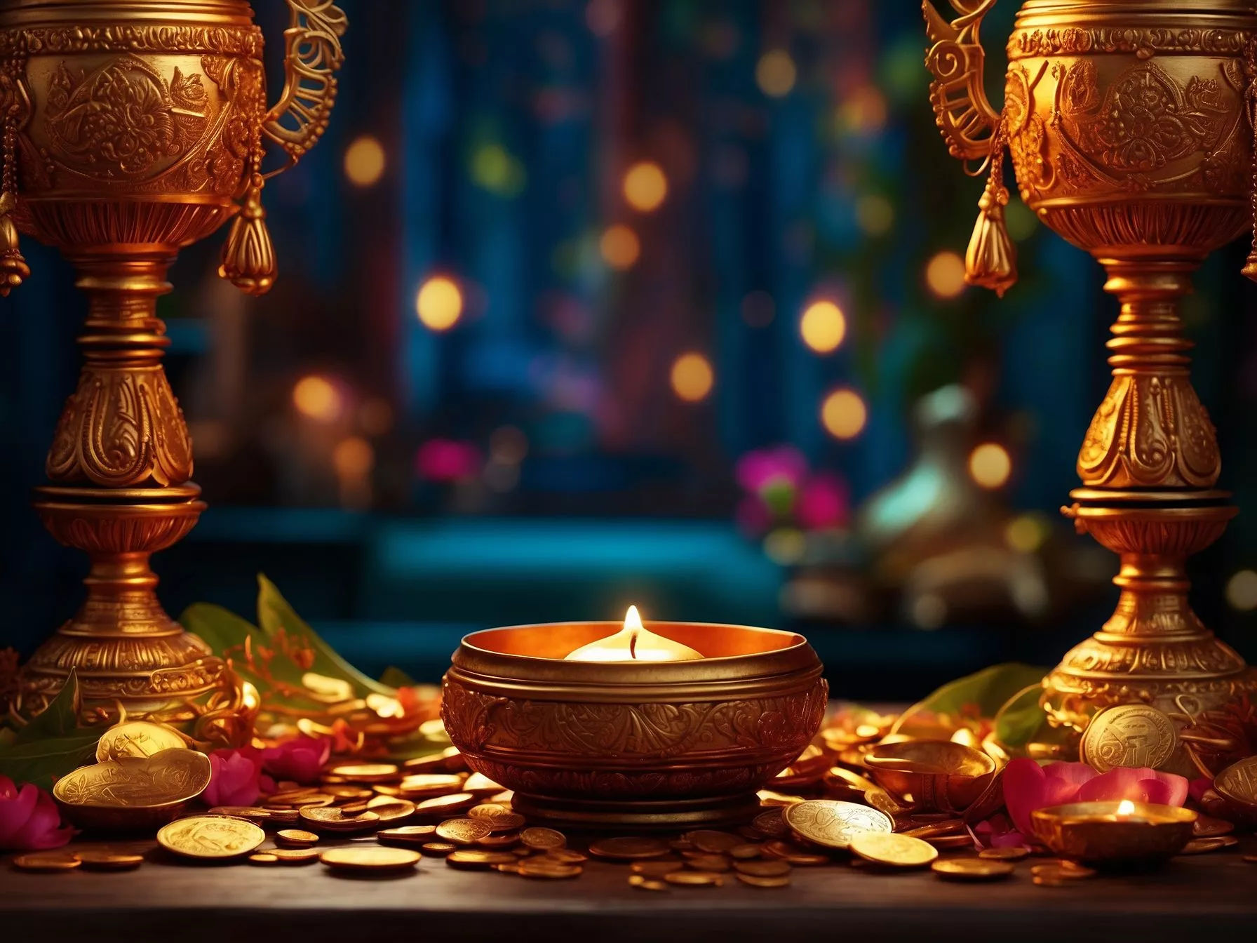 Download Happy Diwali Oil lamps lit