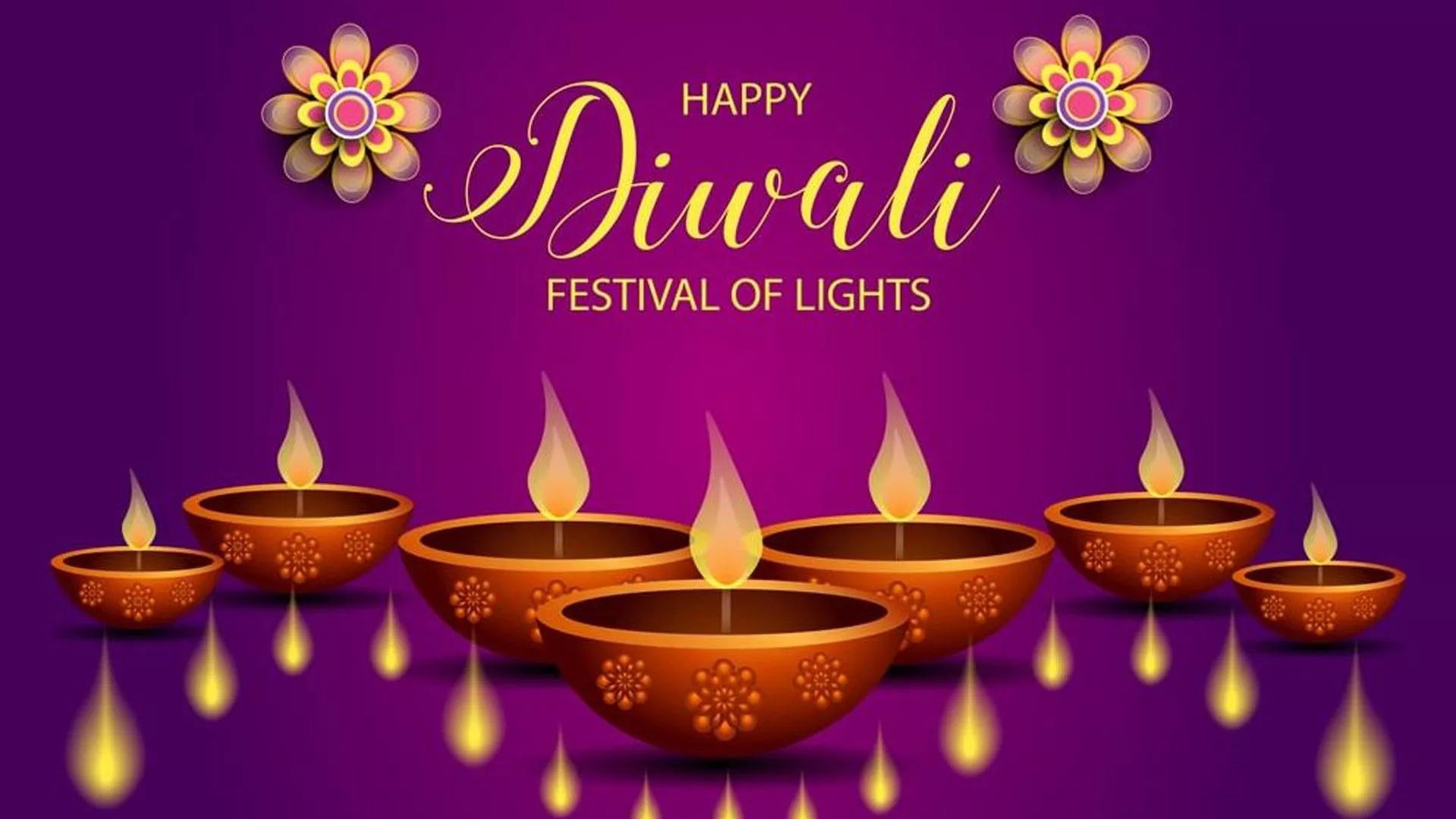 Happy Diwali Festival Of Lights Lamps
