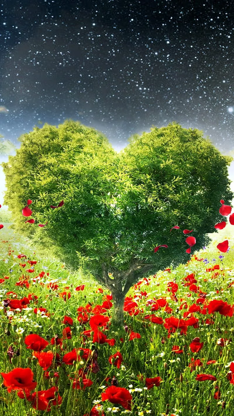 red, tree, HD phone wallpaper
