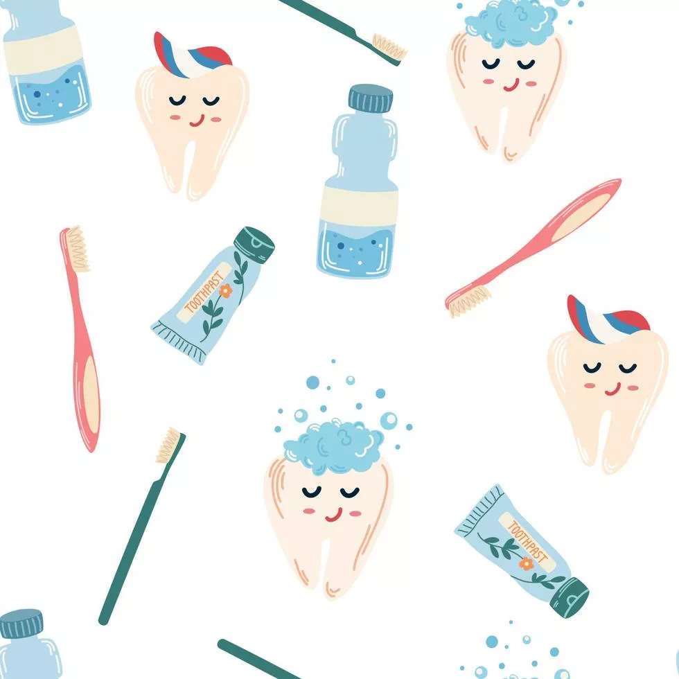 Dental care seamless pattern. Tooth