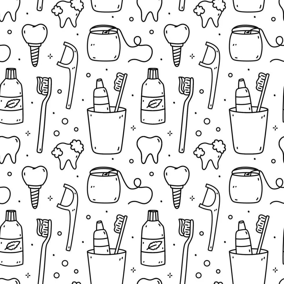 Seamless pattern with dental care items