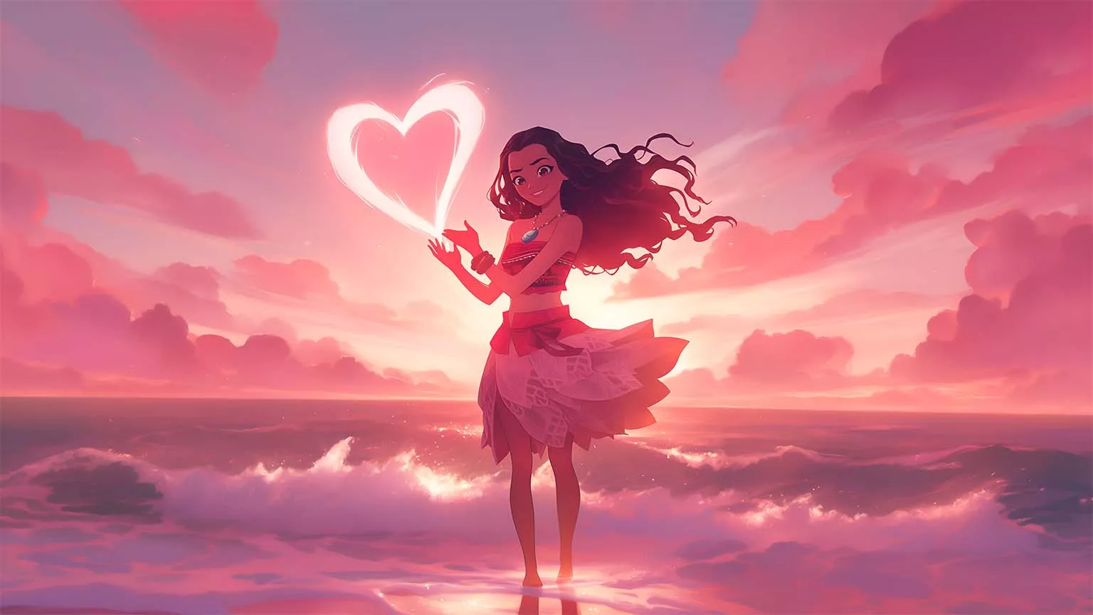 Moana Sunset Heart Valentines Desktop