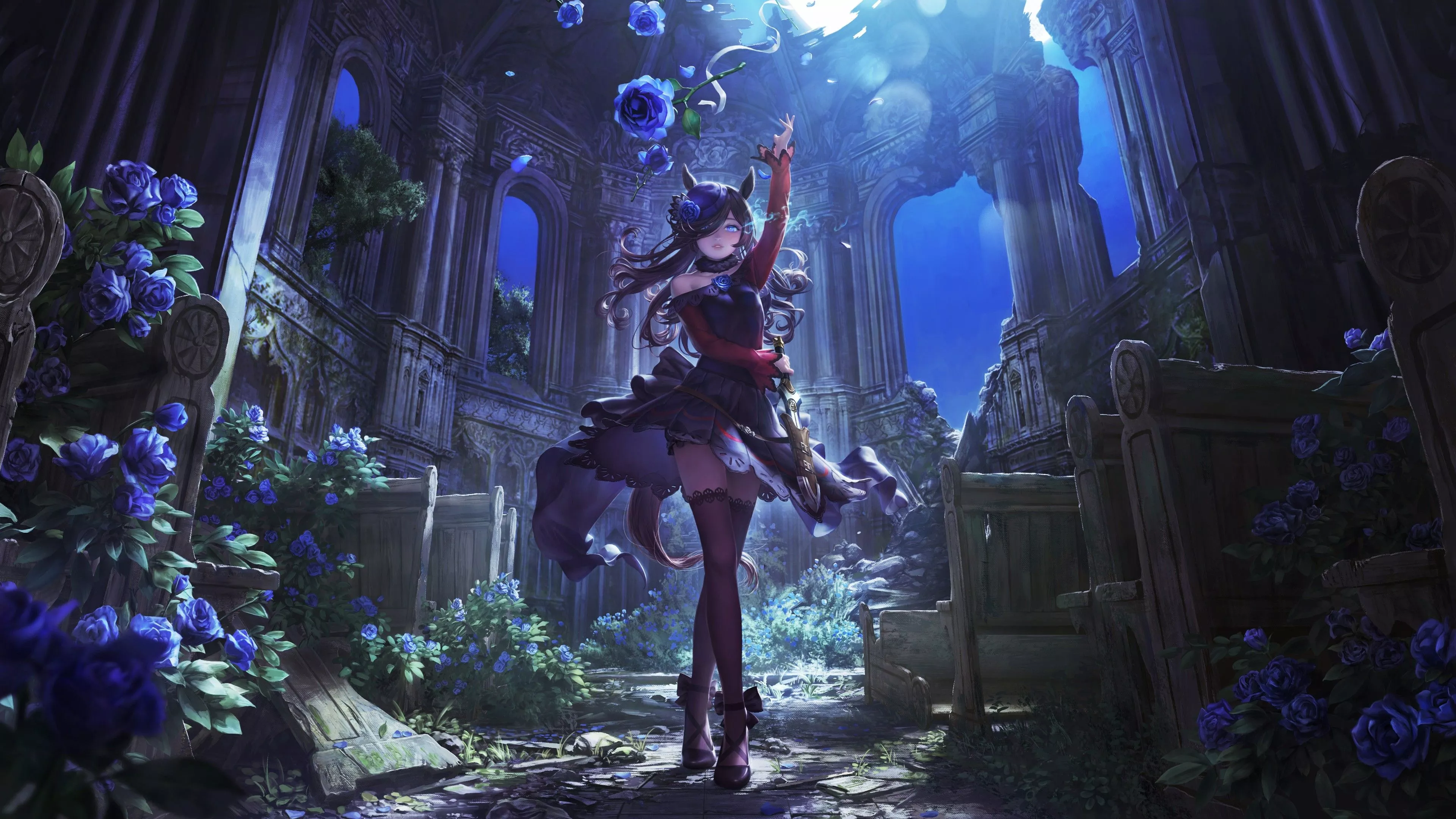 Anime Girl Red Black Dress 4K HD Anime