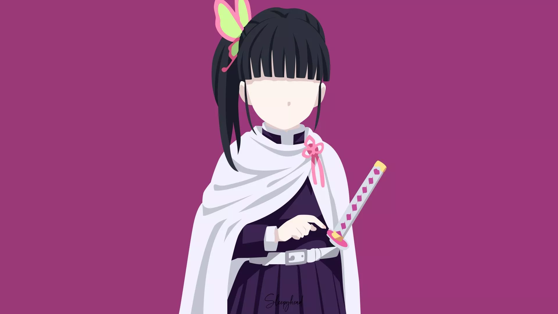 Kanao Tsuyuri Minimal Demon Slayer Wallpaper, HD Minimalist 4K Wallpaper, Image and Background