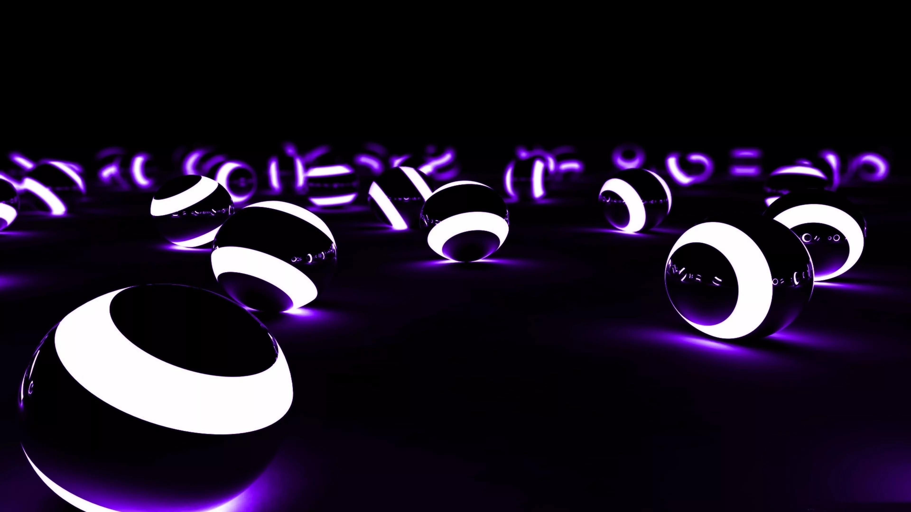 Black Purple White 3D Balls 4K HD