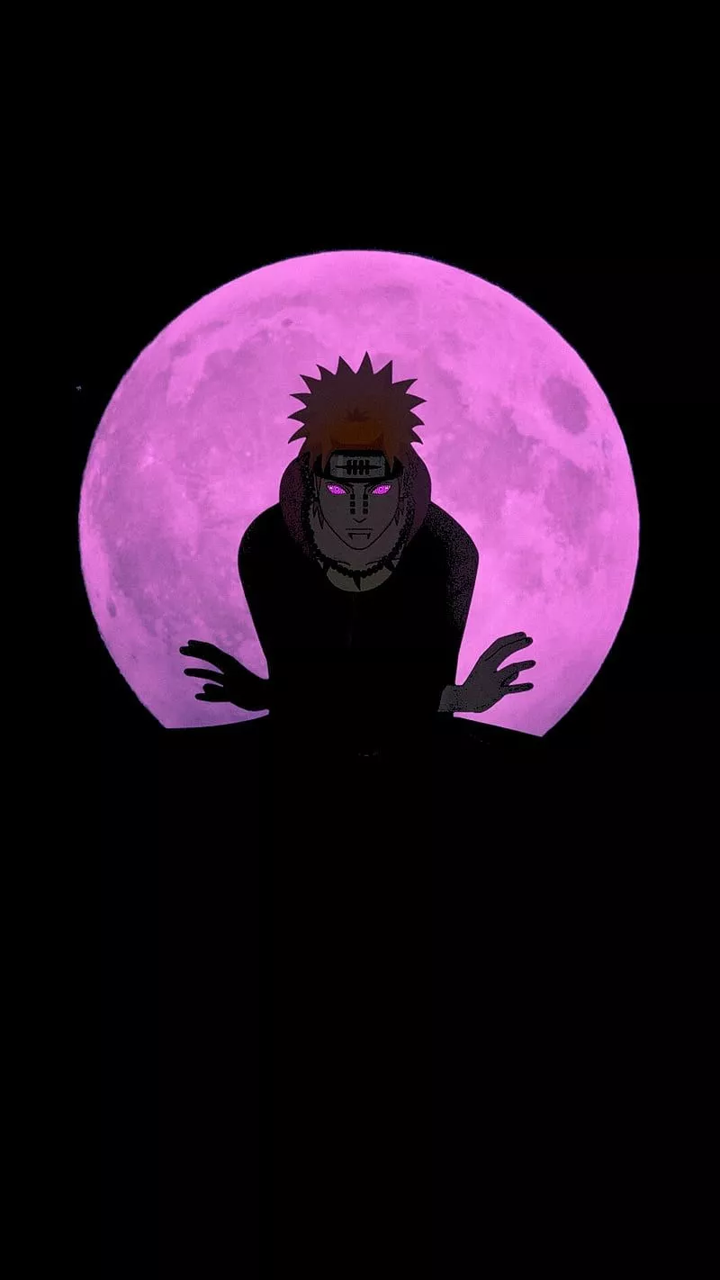 Pain oled, oled, anime, pain, naruto, japan, neon, sins, black, halloween, seven, HD phone wallpaper