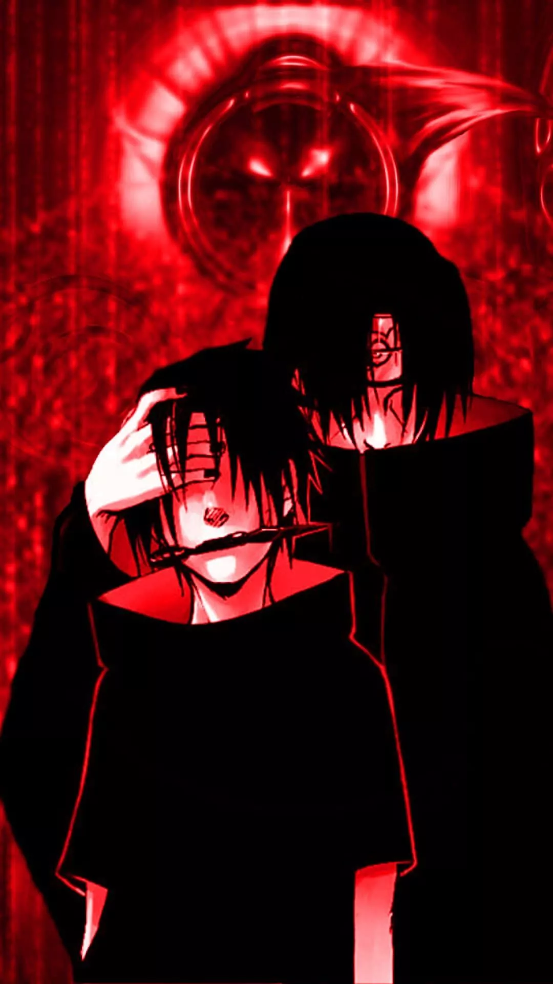 Download Experience the Power of the Uchiha Clan in Naruto Neon Wallpaper